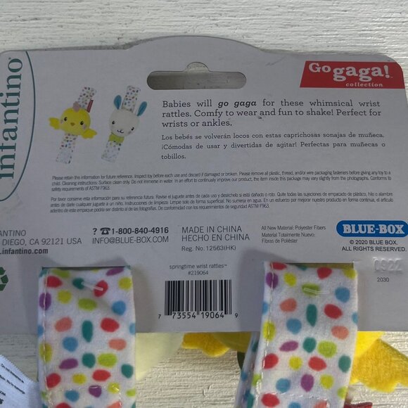 Infantino Go Gaga Springtime Wrist Rattles Babies 0M+ New Chick Bunny - Picture 6 of 8